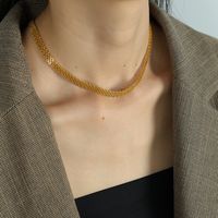 Elegant Formal Simple Style Solid Color Titanium Steel Plating Braid Hollow Out 18k Gold Plated Bracelets Necklace sku image 3