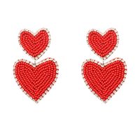 1 Pair Sweet Heart Shape Stainless Steel Cloth Glass Zircon Drop Earrings main image 3