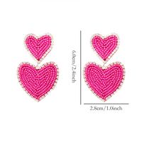 1 Pair Sweet Heart Shape Stainless Steel Cloth Glass Zircon Drop Earrings sku image 1