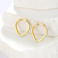 1 Pair Simple Style Classic Style Solid Color Plating Inlay Stainless Steel Artificial Diamond Hoop Earrings main image 3