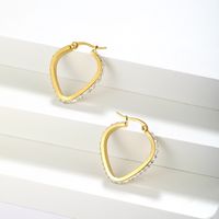 1 Pair Simple Style Classic Style Solid Color Plating Inlay Stainless Steel Artificial Diamond Hoop Earrings main image 1