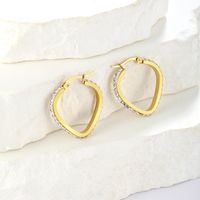 1 Pair Simple Style Classic Style Solid Color Plating Inlay Stainless Steel Artificial Diamond Hoop Earrings main image 6