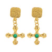 Ig Style Retro Cross Alloy Plating Inlay Resin Women's Earrings Necklace sku image 1
