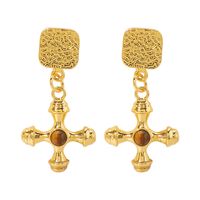 Ig Style Retro Cross Alloy Plating Inlay Resin Women's Earrings Necklace sku image 2