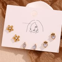 1 Pair Basic Simple Style Classic Style Flower Plating Inlay Stainless Steel Rhinestones 18k Gold Plated Ear Studs main image 1