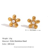 1 Pair Basic Simple Style Classic Style Flower Plating Inlay Stainless Steel Rhinestones 18k Gold Plated Ear Studs main image 2