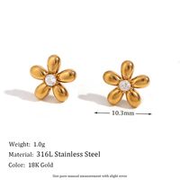 1 Pair Basic Simple Style Classic Style Flower Plating Inlay Stainless Steel Rhinestones 18k Gold Plated Ear Studs sku image 1