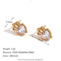 1 Pair Basic Simple Style Classic Style Flower Plating Inlay Stainless Steel Rhinestones 18k Gold Plated Ear Studs sku image 3