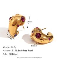 1 Pair Vintage Style Simple Style Classic Style Water Droplets Plating Inlay Stainless Steel Zircon 18k Gold Plated Ear Studs main image 2