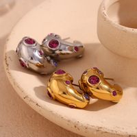 1 Pair Vintage Style Simple Style Classic Style Water Droplets Plating Inlay Stainless Steel Zircon 18k Gold Plated Ear Studs main image 3
