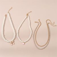 Princess Sweet Heart Shape Bow Knot Artificial Pearl Alloy Beaded Plating Inlay Rhinestones Girl's Necklace main image 4