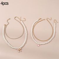Princess Sweet Heart Shape Bow Knot Artificial Pearl Alloy Beaded Plating Inlay Rhinestones Girl's Necklace main image 1