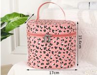 Sexy Leopard Pu Leather Cylindrical Square Makeup Bags sku image 7