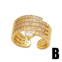 Simple Style Solid Color Copper Plating Inlay Zircon 18k Gold Plated Open Rings main image 6