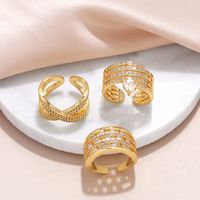 Simple Style Solid Color Copper Plating Inlay Zircon 18k Gold Plated Open Rings main image 1