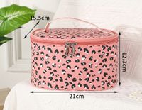 Sexy Leopard Pu Leather Cylindrical Square Makeup Bags sku image 5