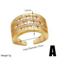 Simple Style Solid Color Copper Plating Inlay Zircon 18k Gold Plated Open Rings sku image 1