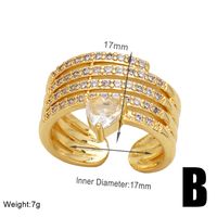 Simple Style Solid Color Copper Plating Inlay Zircon 18k Gold Plated Open Rings sku image 2