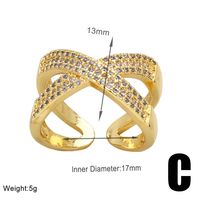 Simple Style Solid Color Copper Plating Inlay Zircon 18k Gold Plated Open Rings sku image 3