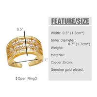 Simple Style Solid Color Copper Plating Inlay Zircon 18k Gold Plated Open Rings main image 2