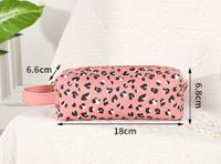 Sexy Leopard Pu Leather Cylindrical Square Makeup Bags sku image 1