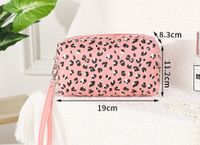 Sexy Leopard Pu Leather Cylindrical Square Makeup Bags sku image 3