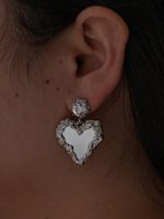 1 Pair Y2k Heart Shape Inlay Alloy Zircon Silver Plated Drop Earrings main image 5