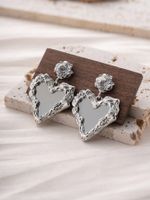 1 Pair Y2k Heart Shape Inlay Alloy Zircon Silver Plated Drop Earrings sku image 1