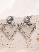 1 Pair Y2k Heart Shape Inlay Alloy Zircon Silver Plated Drop Earrings main image 4
