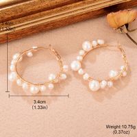 1 Pair Glam Luxurious Round Plating Braid Freshwater Pearl Copper 18k Gold Plated Earrings main image 2