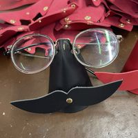 Cute Funny Beard Leather Unisex Glasses Storage Clip sku image 7