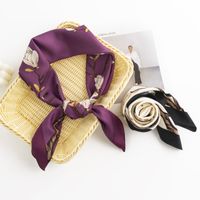 Women's Basic Flower Imitated Silk Silk Scarf main image 3