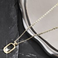 Casual Simple Style Quadrilateral Brass Plating Three-dimensional Inlay Zircon Gold Plated Women's Pendant Necklace main image 4