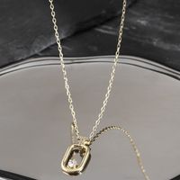 Casual Simple Style Quadrilateral Brass Plating Three-dimensional Inlay Zircon Gold Plated Women's Pendant Necklace main image 5