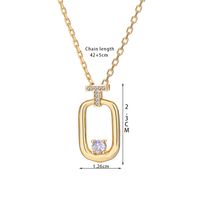 Casual Simple Style Quadrilateral Brass Plating Three-dimensional Inlay Zircon Gold Plated Women's Pendant Necklace main image 2
