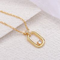 Casual Simple Style Quadrilateral Brass Plating Three-dimensional Inlay Zircon Gold Plated Women's Pendant Necklace main image 3