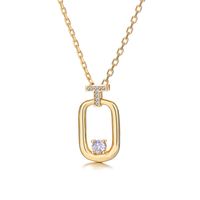 Casual Simple Style Quadrilateral Brass Plating Three-dimensional Inlay Zircon Gold Plated Women's Pendant Necklace main image 1