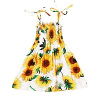 Cute Flower Printing Cotton Blend Girls Dresses sku image 3