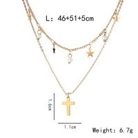 Elegant Vacation Cross Stainless Steel Copper Layered 14k Gold Plated Double Layer Necklaces main image 2