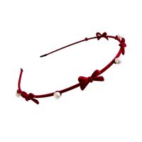 Women's Cute Bow Knot Flannel Suede Inlay Artificial Pearls Hair Band main image 6