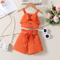 Cute Solid Color Bow Knot Cotton Girls Dresses sku image 20