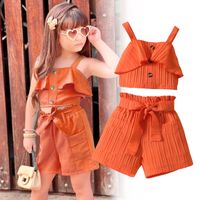 Cute Solid Color Bow Knot Cotton Girls Dresses main image 3