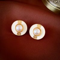 1 Pair Classical Lady Cross Enamel Plating Inlay Copper Ear Studs sku image 14