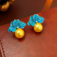 1 Pair Classical Lady Cross Enamel Plating Inlay Copper Ear Studs sku image 66