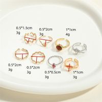 Vintage Style Simple Style Commute Irregular Copper Plating Inlay Zircon 14k Gold Plated Open Rings main image 2