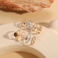 Vintage Style Simple Style Commute Irregular Copper Plating Inlay Zircon 14k Gold Plated Open Rings main image 1