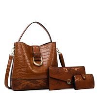 Women's Large Pu Leather Solid Color Vintage Style Bucket Magnetic Buckle Handbag main image 3