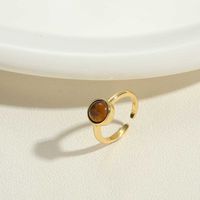 Vintage Style Simple Style Commute Irregular Copper Plating Inlay Zircon 14k Gold Plated Open Rings sku image 6