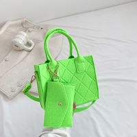 Women's Medium Felt Solid Color Streetwear Square Zipper Handbag sku image 2