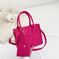 Women's Medium Felt Solid Color Streetwear Square Zipper Handbag sku image 3